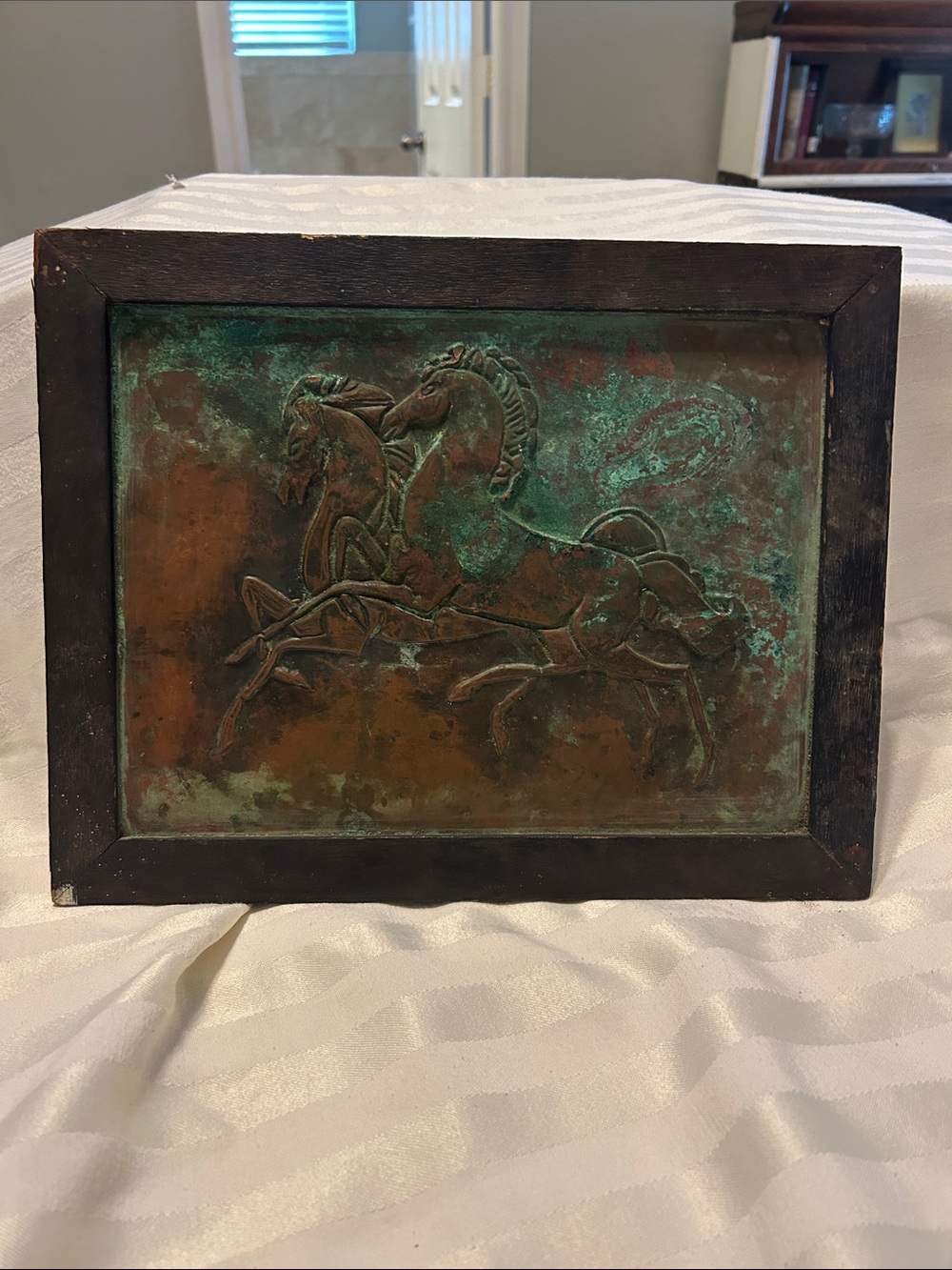 Vintage Picture Horse Hammered Copper Handmade Artwork Wild Running. 14 By 10